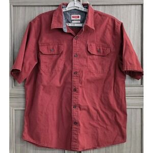Wrangler Flex For Comfort Short Sleeve Large Button Up Shirt Brick Red